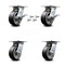 Service Caster 5 Inch Rubber on Aluminum Caster Set with Roller Bearing 4 Swivel Lock 2 Brake SCC-35S520-RAR-SLB-BSL-2-BSL-2 - alternate 1